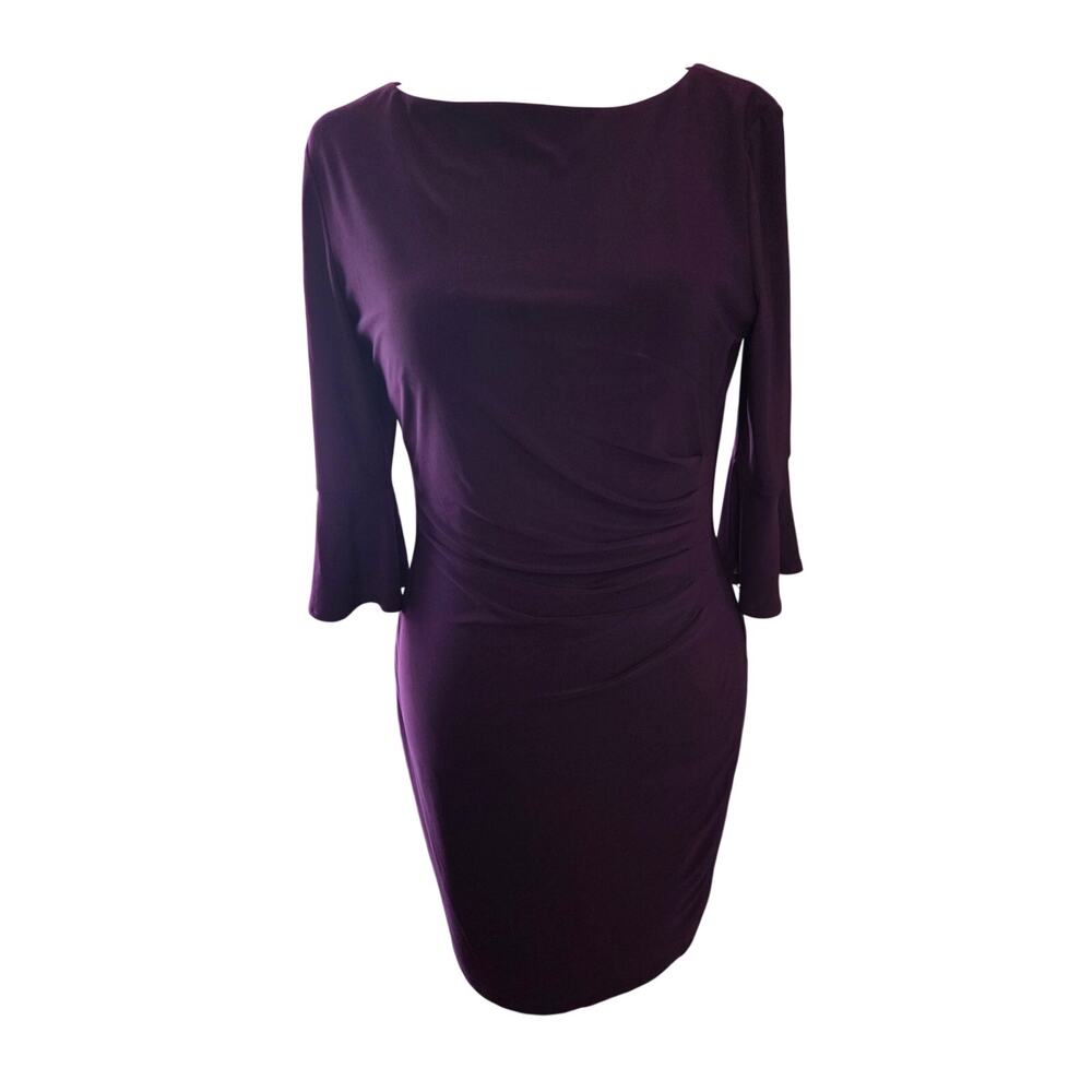 Anne Klein Bell Sleeve Sheath Dress Purple Size 10 NWT Elegant Sophistication